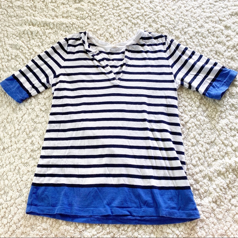 J. Crew Factory Cotton Navy White Stripe Top, M